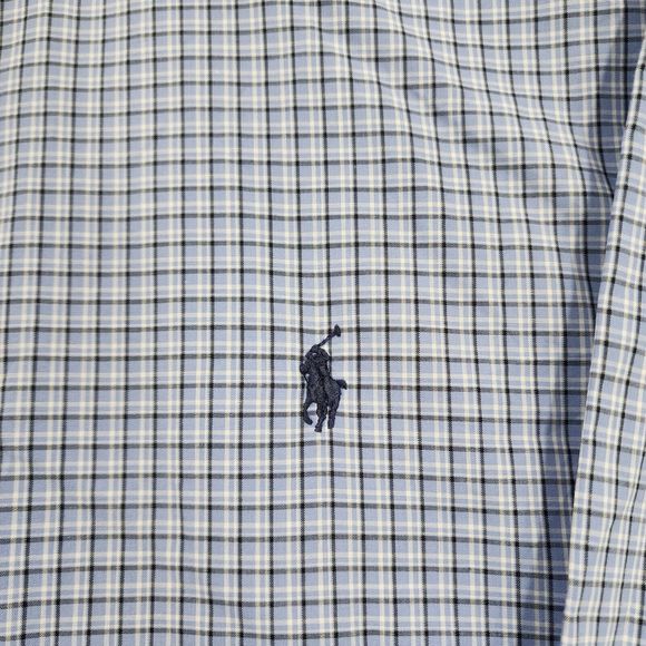 Polo Ralph Lauren Shirt Mens Large Blue White Black Check Yarmouth 100% Cotton - Picture 7 of 16